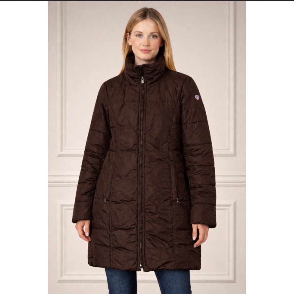 Postcard Brown Puffer Mid Length Coat Size 8 Medium